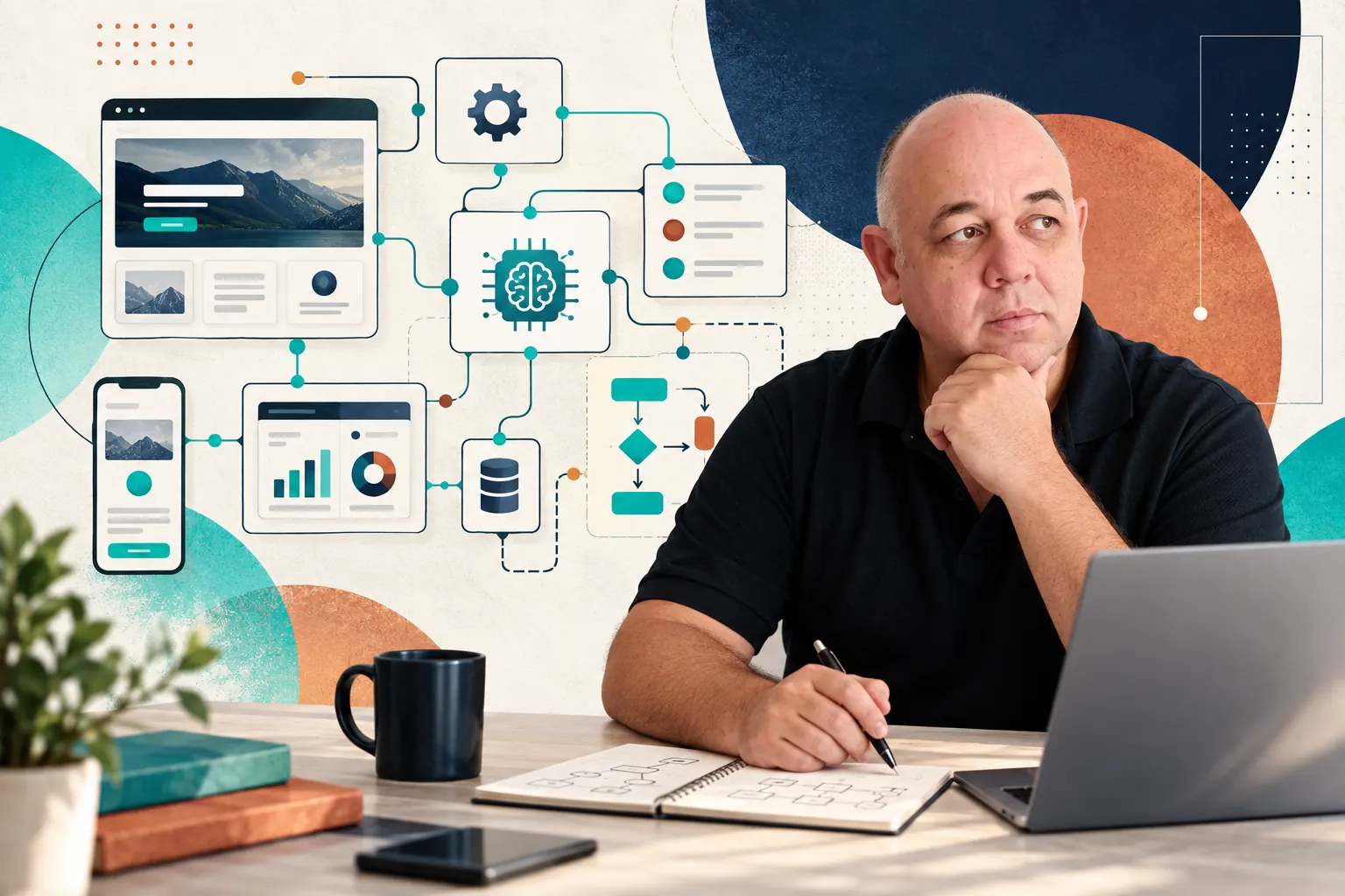 Prof. Paulo Ellias planejando sistemas, sites e automações com Inteligência Artificial